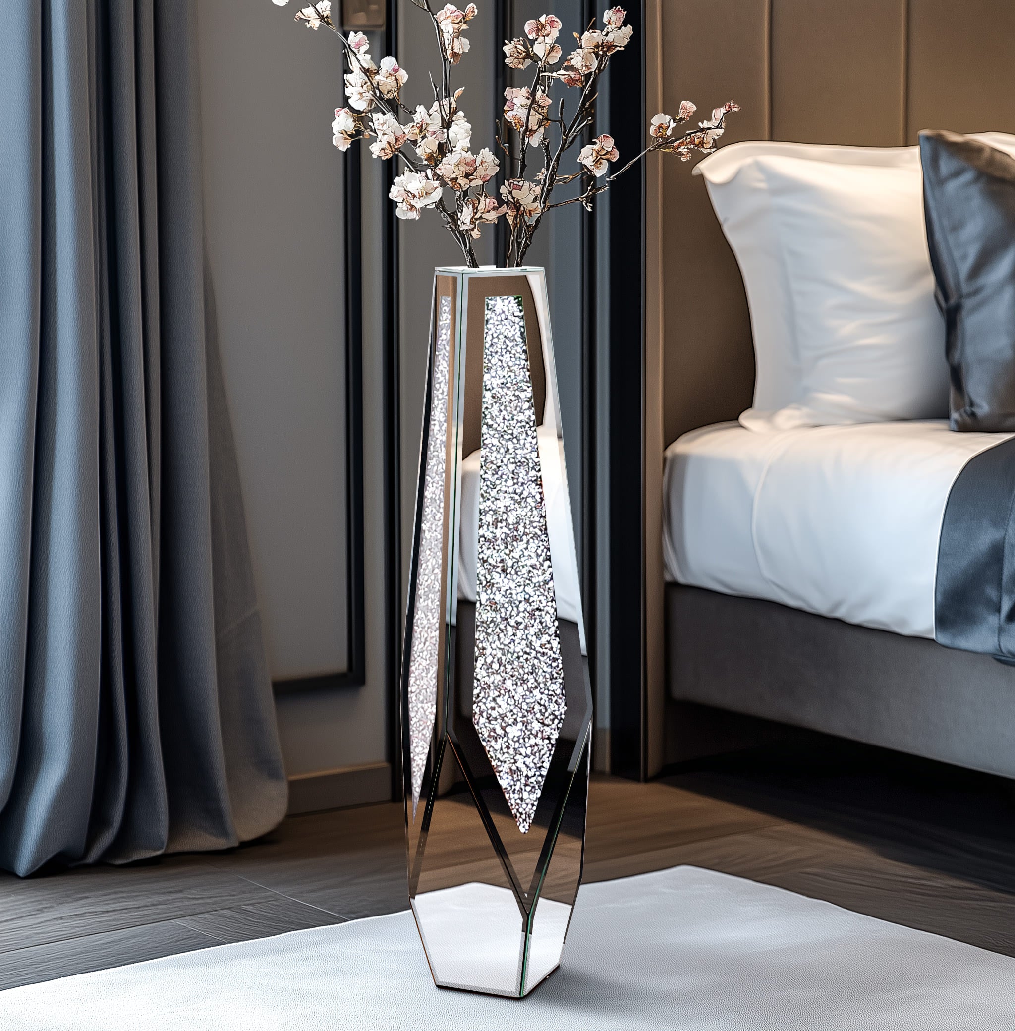 MIRROR WITH DIAMOND VASE