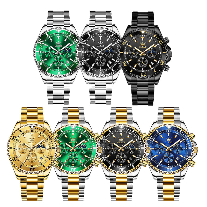 OLEVS MEN’S LUXURY STAINLESS STEEL WATERPROOF WATCH