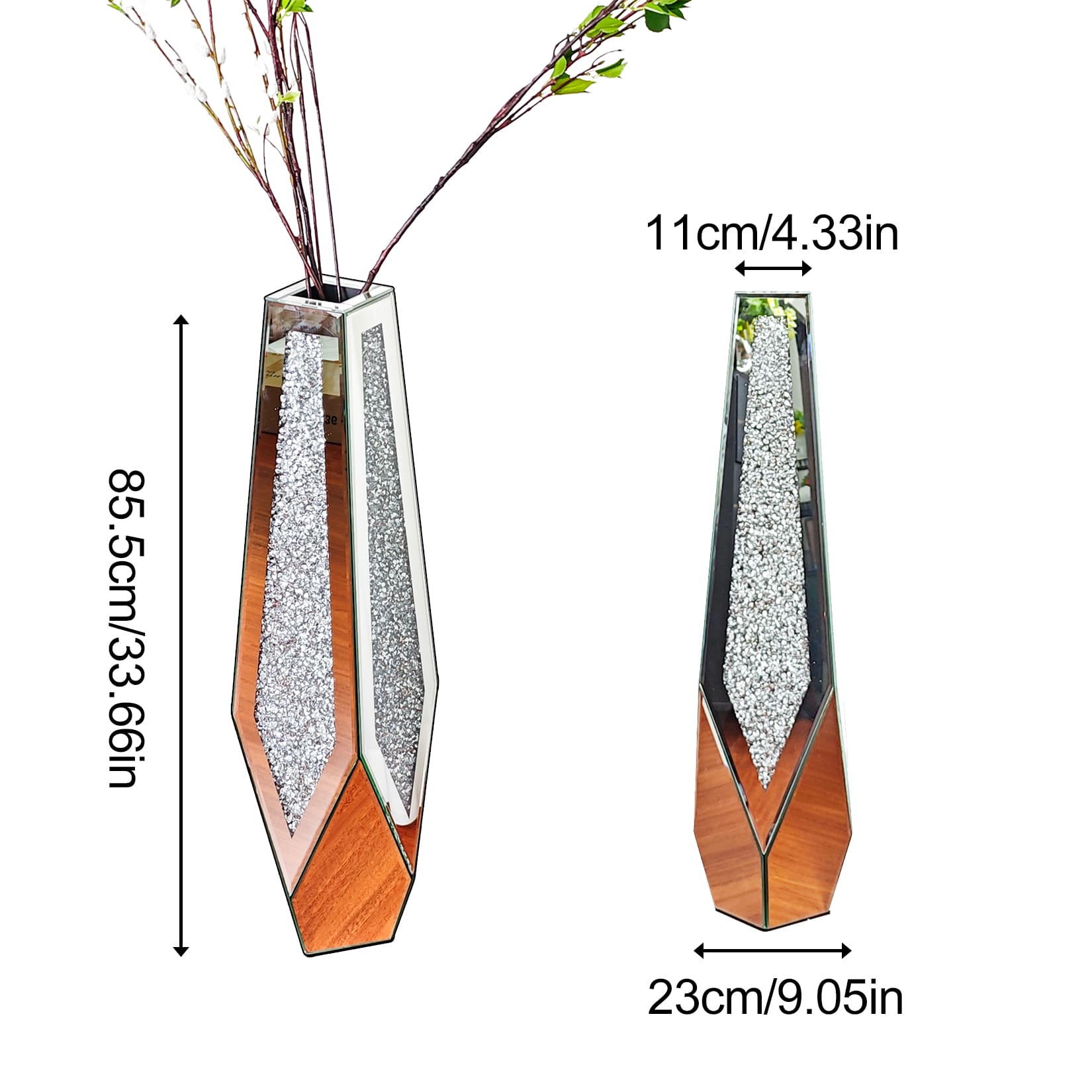 MIRROR WITH DIAMOND VASE